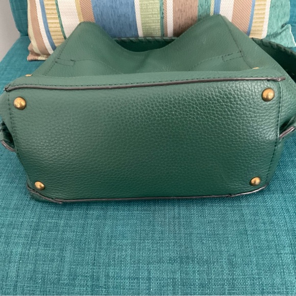American Leather Co Deep Emerald Shoulder Purse with Whipstitched Sides & Handle - Picture 9 of 15